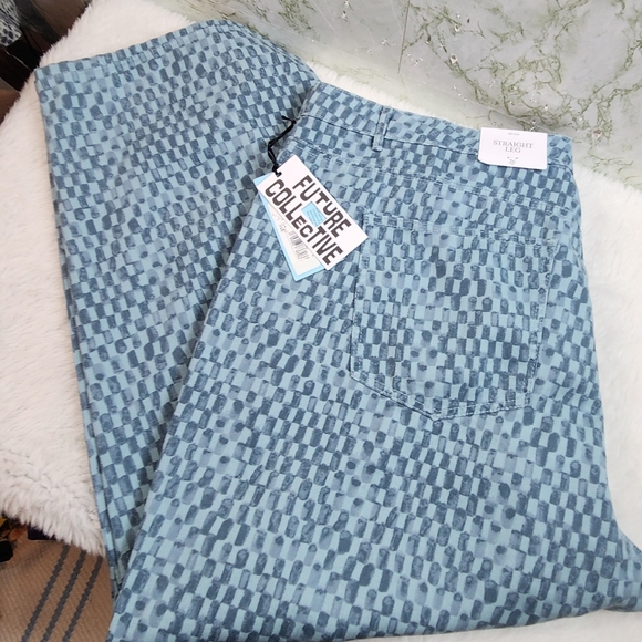 Future Collective Pants - Future Collective Mid Rise Straight Leg Pattern Pants